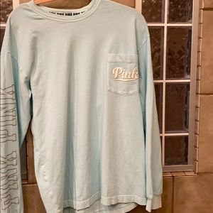 Large PINK vs long sleeve tee sea foam green